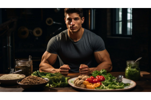 Man eating healthy food to lose body fat while maintaining muscle