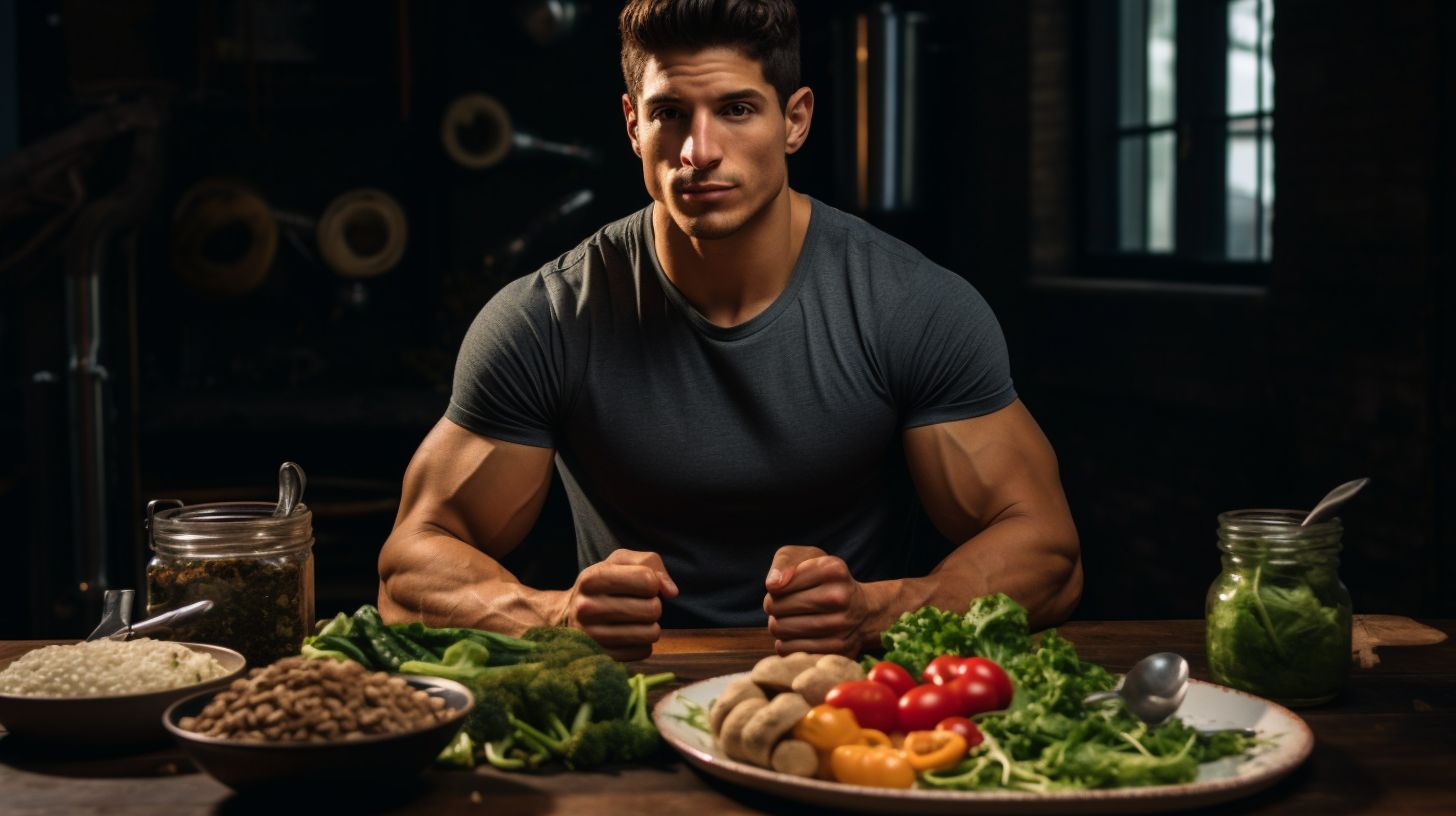 Man eating healthy food to lose body fat while maintaining muscle